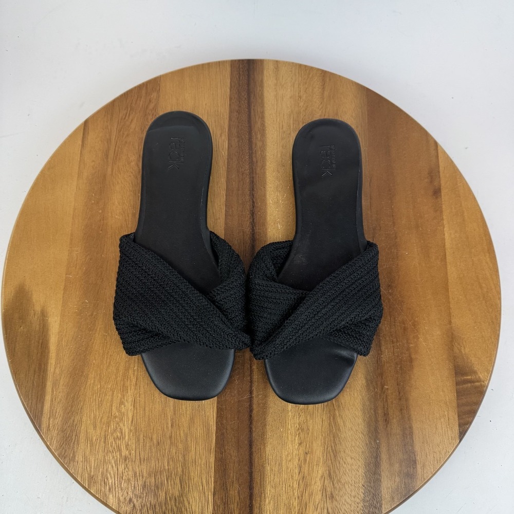 New NWOB Womens Nordstrom Rack Chantelle Black Twist Slides Sandals Size 9 M